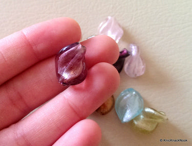 5 X Mixed Colours Glass Foil Beads 20 x 15 mm